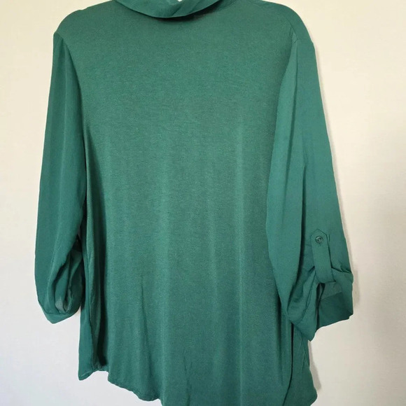Stichfix FORTUNE + IVY Anita Mixed Material Blouse XL Dark Green - Picture 3 of 3